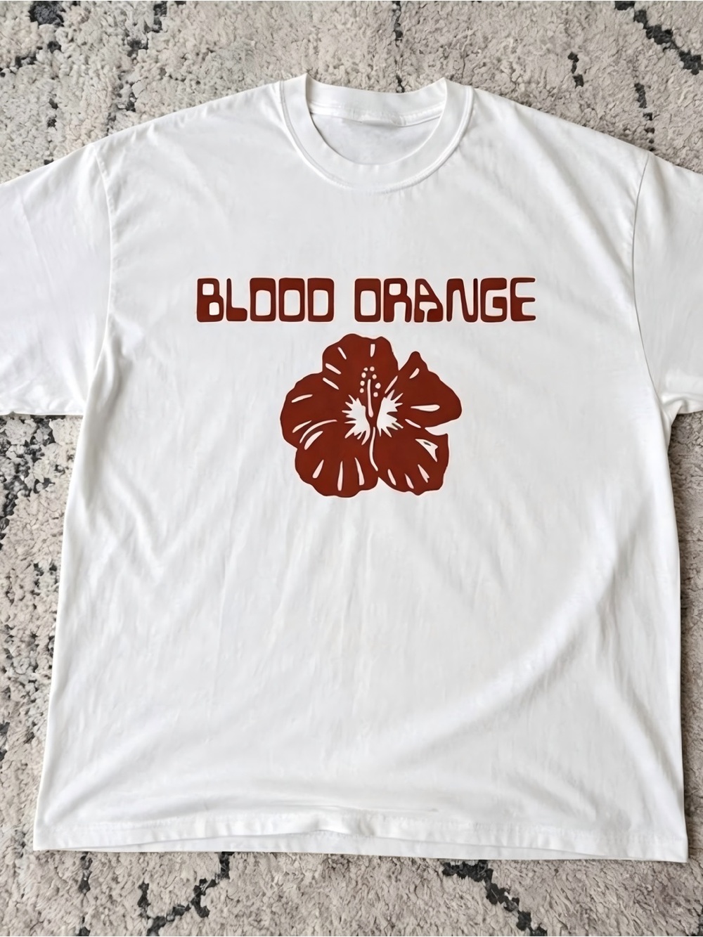 Blood Orange Hibiscus Flower Retro Graphic Womens Mens T-shirt Unisex